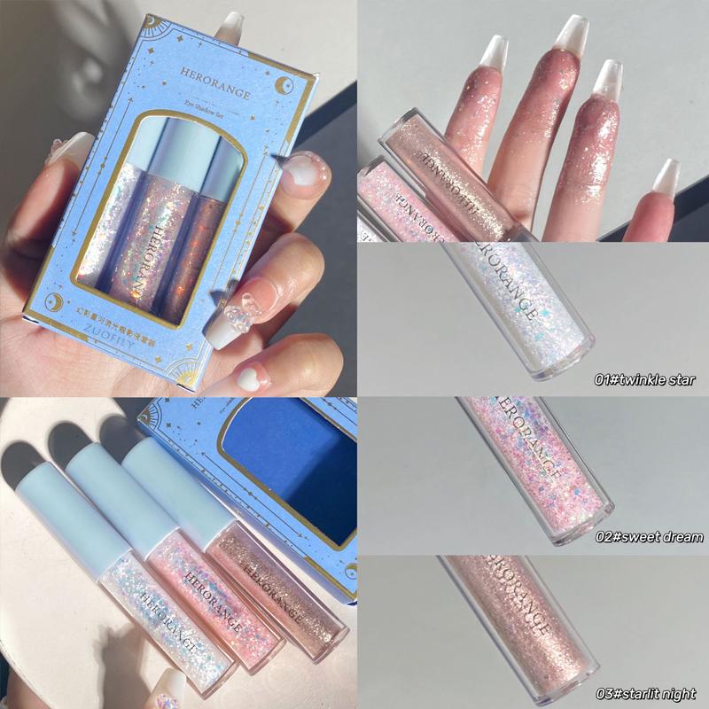 HERORANGE Magic Star River Streamer Glitter Eye Shadow Set 3pcs - Image 3